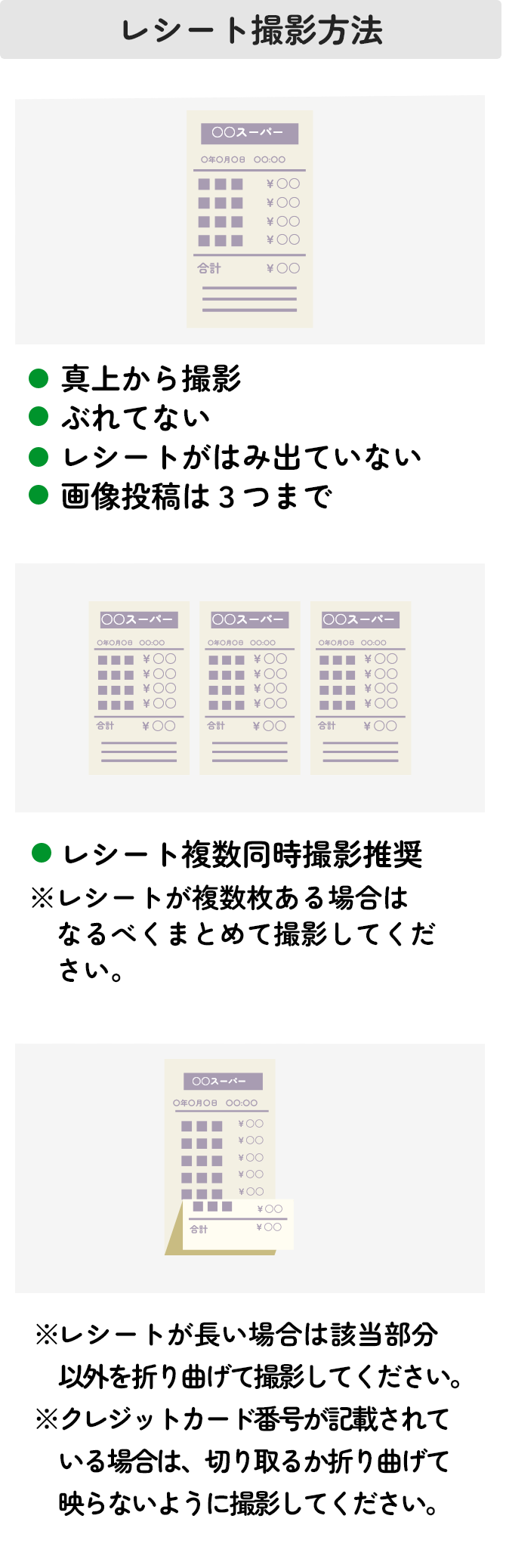 レシート撮影方法