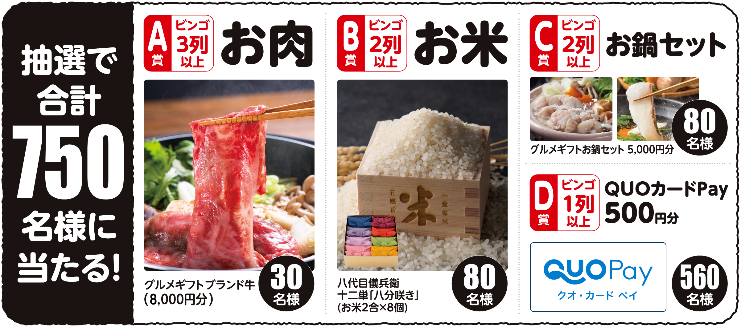 抽選で合計750名様に当たる!